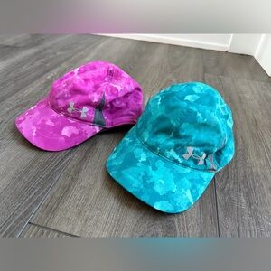 Under Armour Free Fit Pink and Teal Kids Hats in EUC - One Size Adjustable